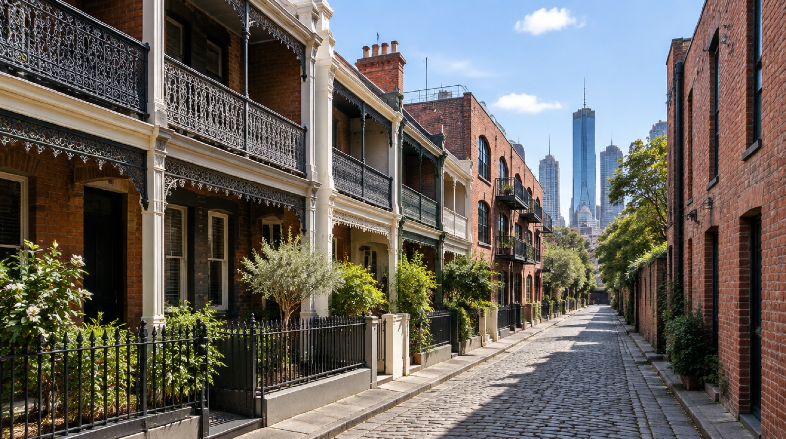 Victorian terraces and converted warehouse apartments in Richmond, Melbourne